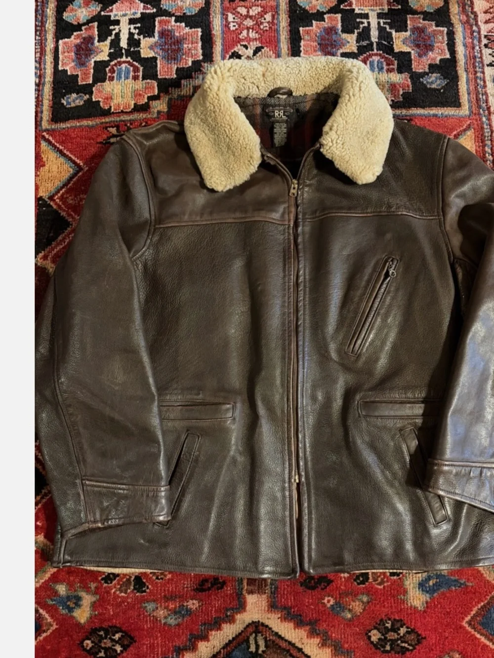 RRL Ralph Lauren Leather Jacket Double RL VNTG 1990's USA Triple Star Shearling - Picture 1 of 16